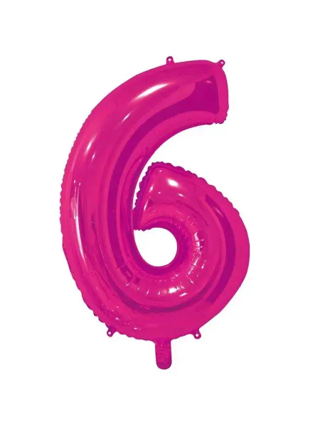 Весёлая затея Шар фольгированная 82см Цифра 6 Fuchsia