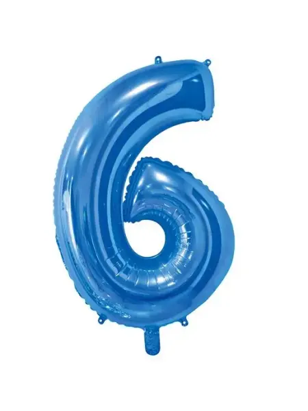 Весёлая затея Шар фольгированная Цифра 6 Blue 82см