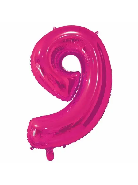 Весёлая затея Шар фольгированная Цифра 9 66см Fuchsia