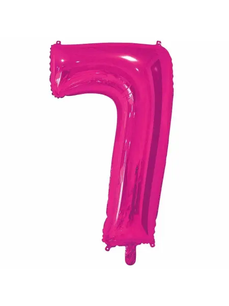 Весёлая затея Шар фольгированная Цифра 7 82см Fuchsia