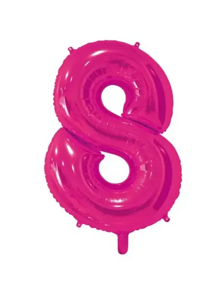 Весёлая затея Шар фольгированная Цифра 8 Fuchsia 82см