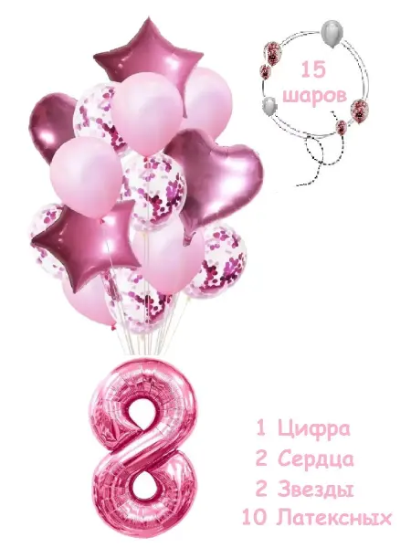 Balloon night Набор шарики воздушные для фотозоны с цифра 8 лет