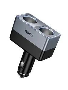 Автомобильное зарядное устройство Hoco Z65 240W, 2 гнезда, черный / разветвлитель прикуривателя