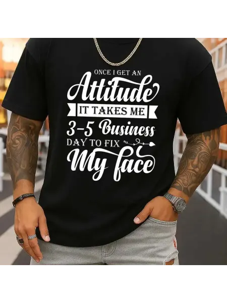 Нет бренда футболка Men's Black Casual T-Shirt with a Humorous Attitude