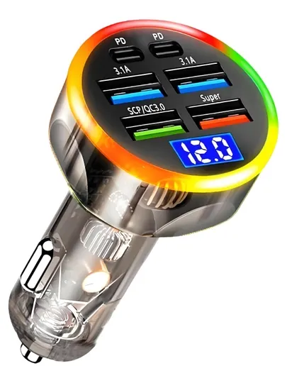 Автомобильное зарядное устройство 250 W, 6 портов 4 USB + 2 Type-C