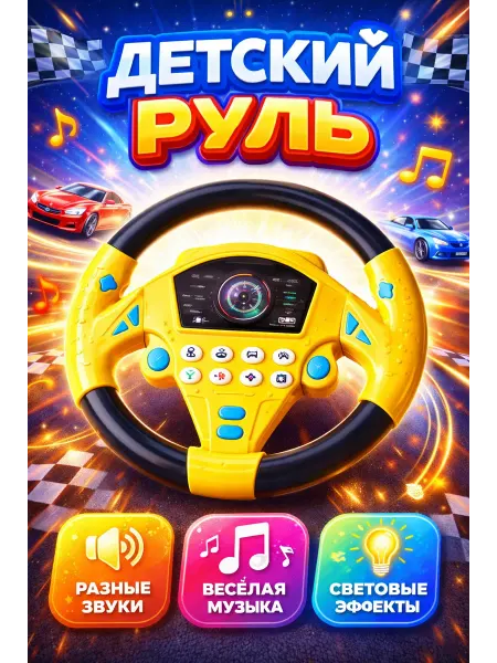 Ibrico Развивающая игрушка Руль детский музыкальный на присоске