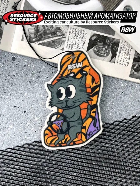 Resource Stickers Ароматизатор для авто кот в гоночном сидение "Антитабак"