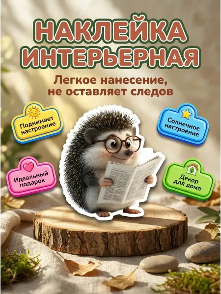 Sticker_Seller178 Наклейки интерьерные Еж газета