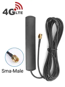 Антенна автомобильная 4G/WI FI/Bluetooth, с разъемом Sma-male, 2.4G, 3dBi ,кабель 3 метра, черная.