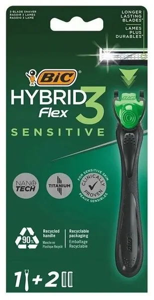 Нет бренда Бритва мужская BIC Hybrid 3 Flex Sensitive 3 лезвия и 2