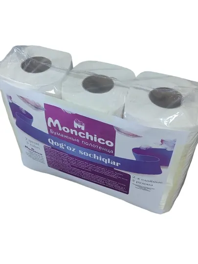 Monchico, бумажные полотенца 3 рулона, 2 слоях