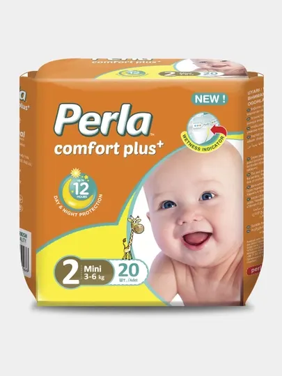 Подгузники Perla Comfort Plus Eco Mini 20 шт, размер 2, для детей 3-6 кг, универсальные