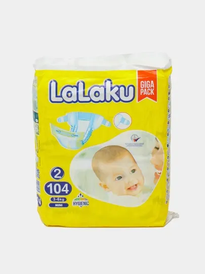 Подгузники LALAKU GIGA PACK 2, для малышей, 3-6 кг, 104 шт
