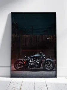 Плакат на стену для интерьера Мотоцикл (Indian Scout Bobber 2) - Постер по мото и байкам формата A3 (30x42 см)
