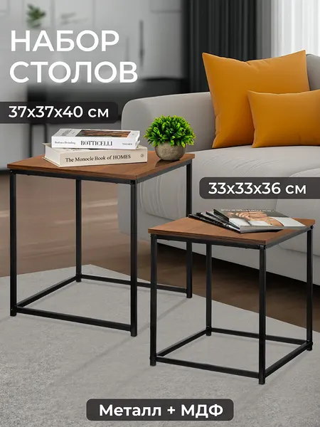 Набор 2 журнальных столиков El Casa, 37,5х37,5х40 см, 33,5х33,5х36 см