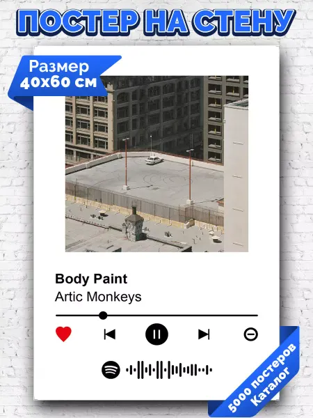 Arthata-spotify постер Спотифай постер Спотифай постер Artic Monkeys -Body Paint 40х60
