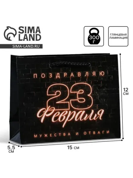 Доступные Радости Пакет подарочный ламинированный, упаковка, С 23 февраля, S 1