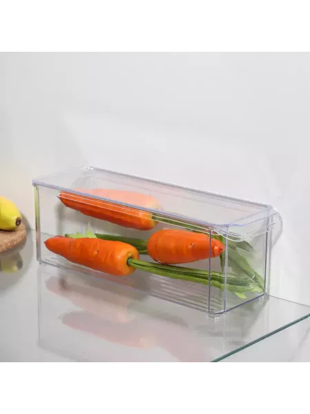 Мир обилия Контейнер для холодильника с крышкой 10х30х10 см прозрачный