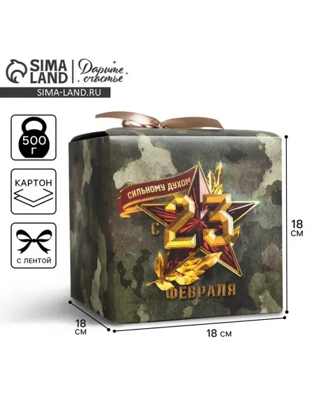 Дарите Счастье Подарочная коробка 23 февраля 18x18x18 см