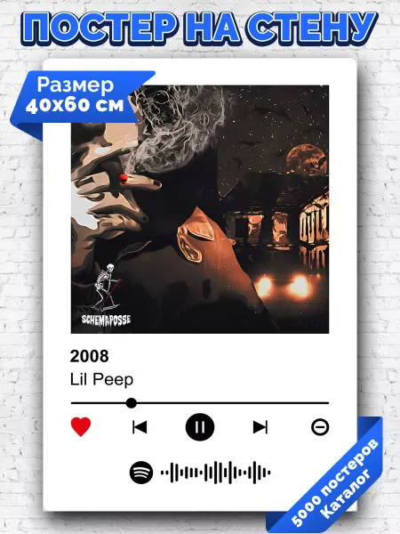 Arthata-spotify постер Спотифай постер Постер на стену Lil Peep - 2008 40х60