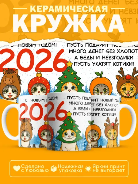 Poster Maniac Новогодняя кружка с принтом, подарок на Новый год 2026