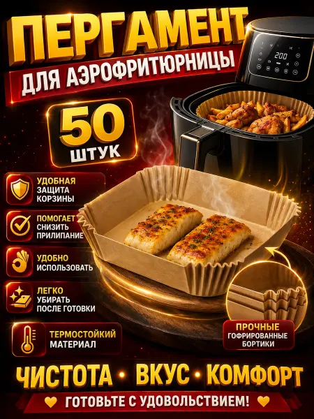 Пергаментная бумага для аэрогриля 20х20,Пергамент
