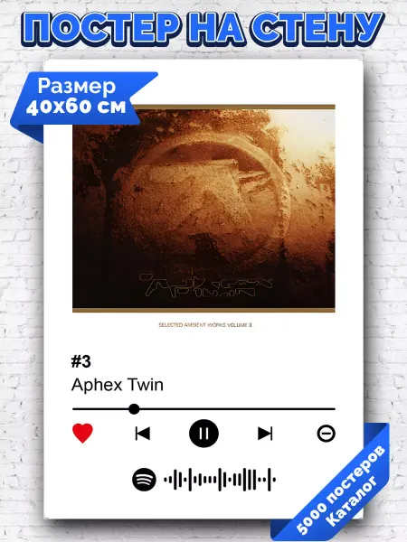 Arthata-spotify постер Спотифай постер Спотифай постер Aphex Twin - 3 40х60