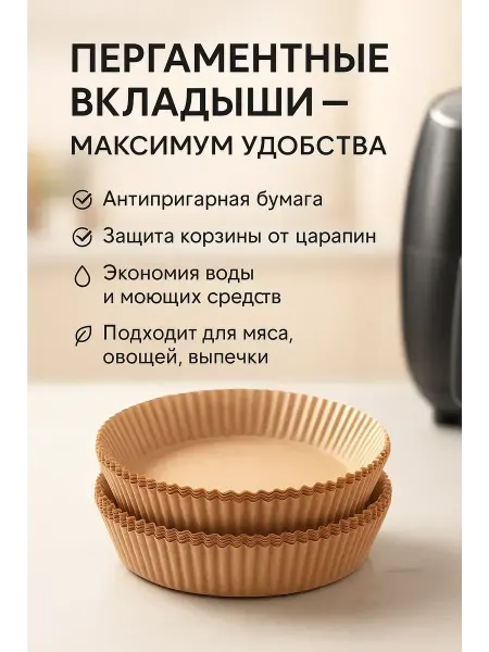 Пергамент для аэрогриля 50 шт антипригарный 34