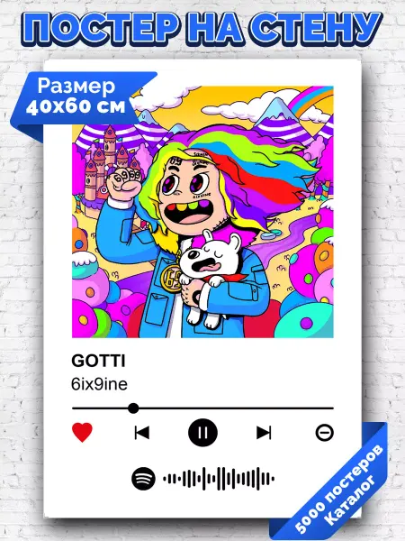 Arthata-spotify постер Спотифай постер Спотифай постер 6ix9ine - GOTTI 40х60