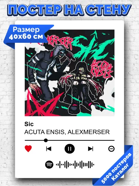 Arthata-spotify постер Спотифай постер Плакат на стену ACUTA ENSIS ALEXMERSER - Sic 40х60