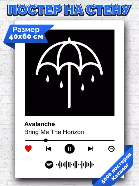 Arthata-spotify постер Спотифай постер Спотифай постер Bring Me The Horizon - Avalanche 40х60