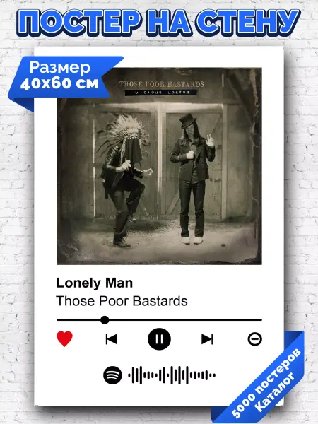 Arthata-spotify постер Спотифай постер Спотифай постер Those Poor Bastards - Lonely Man 40х60