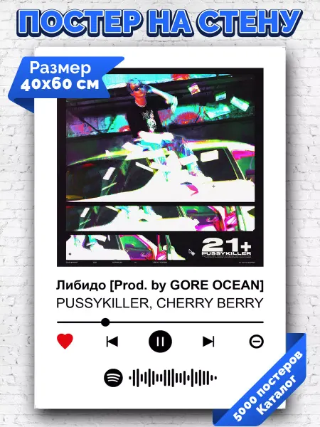 Arthata-spotify постер Спотифай постер Спотифай постер PUSSYKILLER CHERRY BERRY - Либидо 40х60
