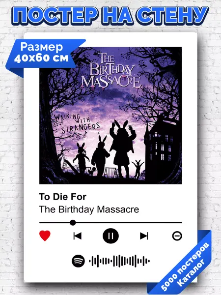 Arthata-spotify постер Спотифай постер Спотифай постер The Birthday Massacre - To Die For 40х60