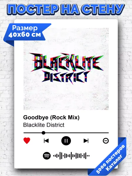 Arthata-spotify постер Спотифай постер Спотифай постер Blacklite District - Goodbye 40х60
