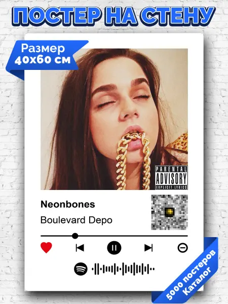 Arthata-spotify постер Спотифай постер Спотифай плакат Boulevard Depo - Neonbones 40х60