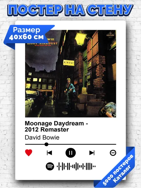 Arthata-spotify постер Спотифай постер Спотифай постер David Bowie - Moonage Daydream 40х60