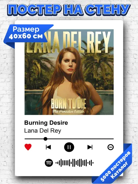 Arthata-spotify постер Спотифай постер Спотифай постер Lana Del Rey - Burning Desire 40х60