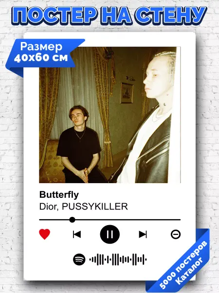 Arthata-spotify постер Спотифай постер Спотифай постер Dior, PUSSYKILLER - Butterfly 40х60