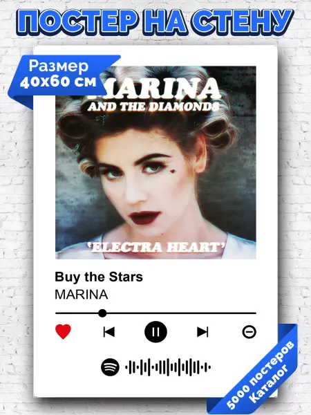 Arthata-spotify постер Спотифай постер Спотифай постер Marina - Buy the stars 40х60
