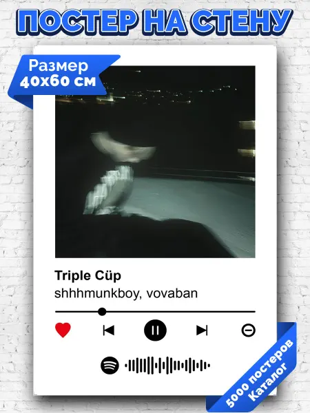 Arthata-spotify постер Спотифай постер Спотифай плакат shhhmunkboy vovaban - Triple Cup 40х60