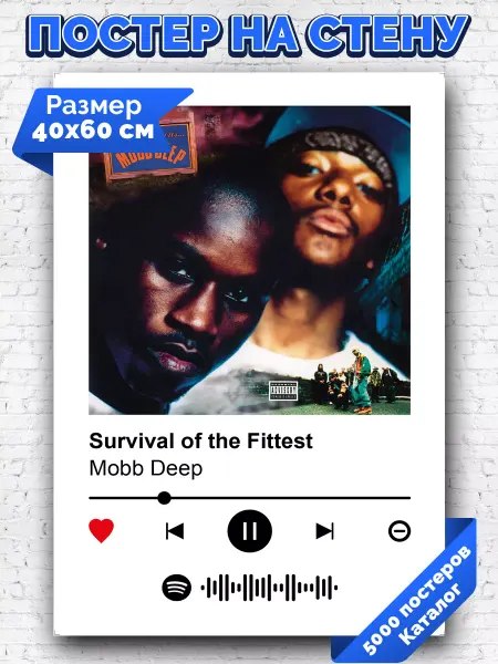 Arthata-spotify постер Спотифай постер Спотифай постер mobb deep - survival of the fittest 40х60
