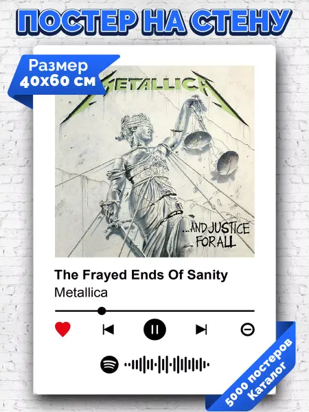 Arthata-spotify постер Спотифай постер Плакат на стену Metallica - The frayed ends of sanity 40х60