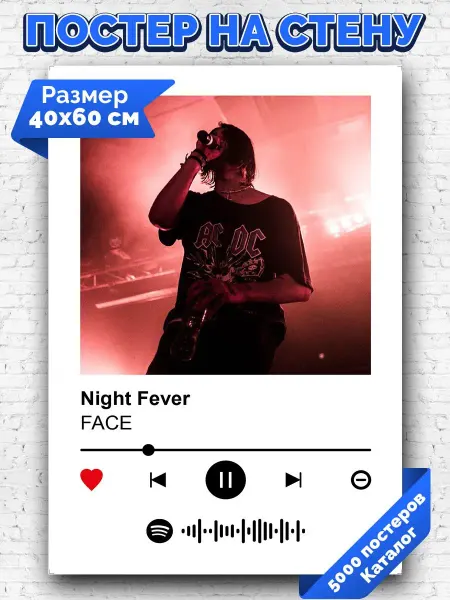 Arthata-spotify постер Спотифай постер Спотифай постер Face - Night Fever 40х60