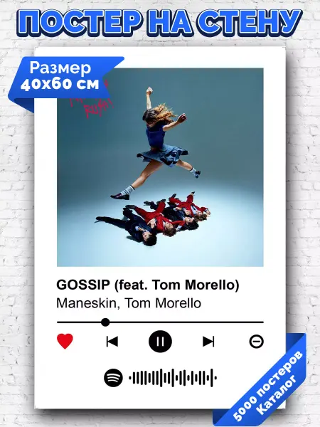 Arthata-spotify постер Спотифай постер Спотифай плакат Maneskin Tom Morello - GOSSIP 40х60