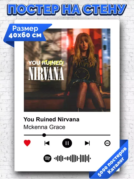 Arthata-spotify постер Спотифай постер Спотифай плакат Mckenna Grace - You Ruined Nirvana 40х60