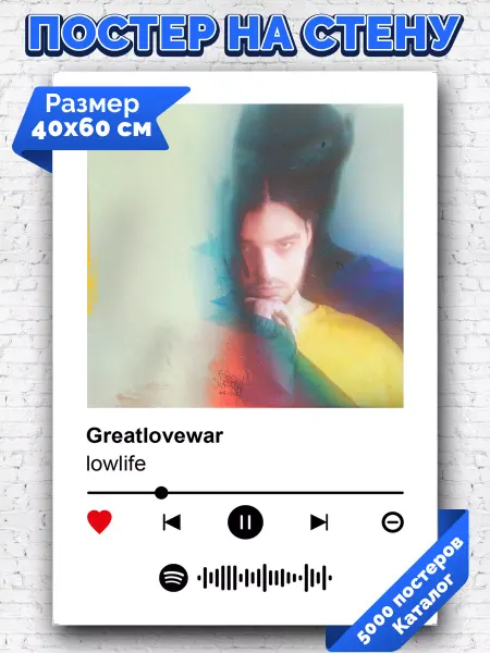 Arthata-spotify постер Спотифай постер Спотифай постер lowlife - Greatlovewar 40х60