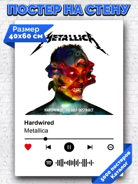 Arthata-spotify постер Спотифай постер Спотифай плакат Metallica - Hardwired 40х60