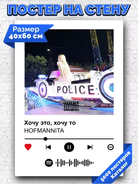 Arthata-spotify постер Спотифай постер Плакат на стену Hofmannita - Хочу это хочу то 40х60