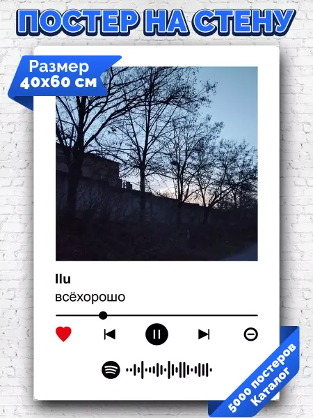 Arthata-spotify постер Спотифай постер Спотифай постер всехорошо - Ilu 40х60